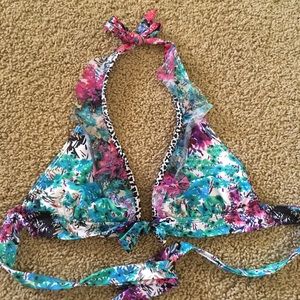 Kenneth Cole multicolored ruffle bikini top